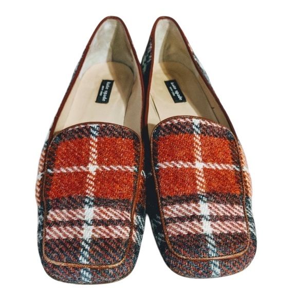 SOLD ❤️ KATE SPADE NEW YORK | Wool Plaid 1/4” Heeled Loafers Flats Shoes, Women - Picture 1 of 9